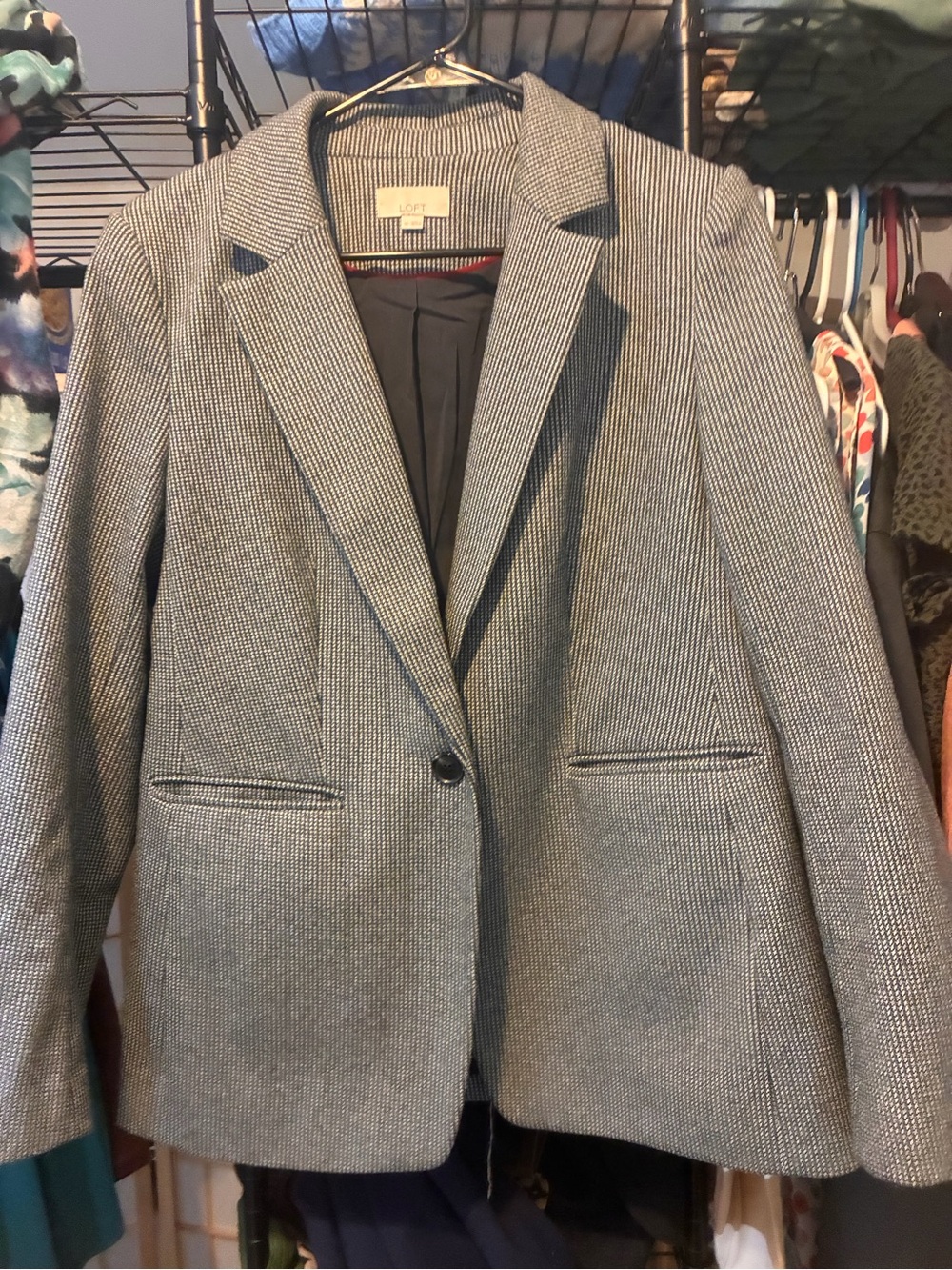 LOFT Women's Gray Pinstripe Blazer Jacket